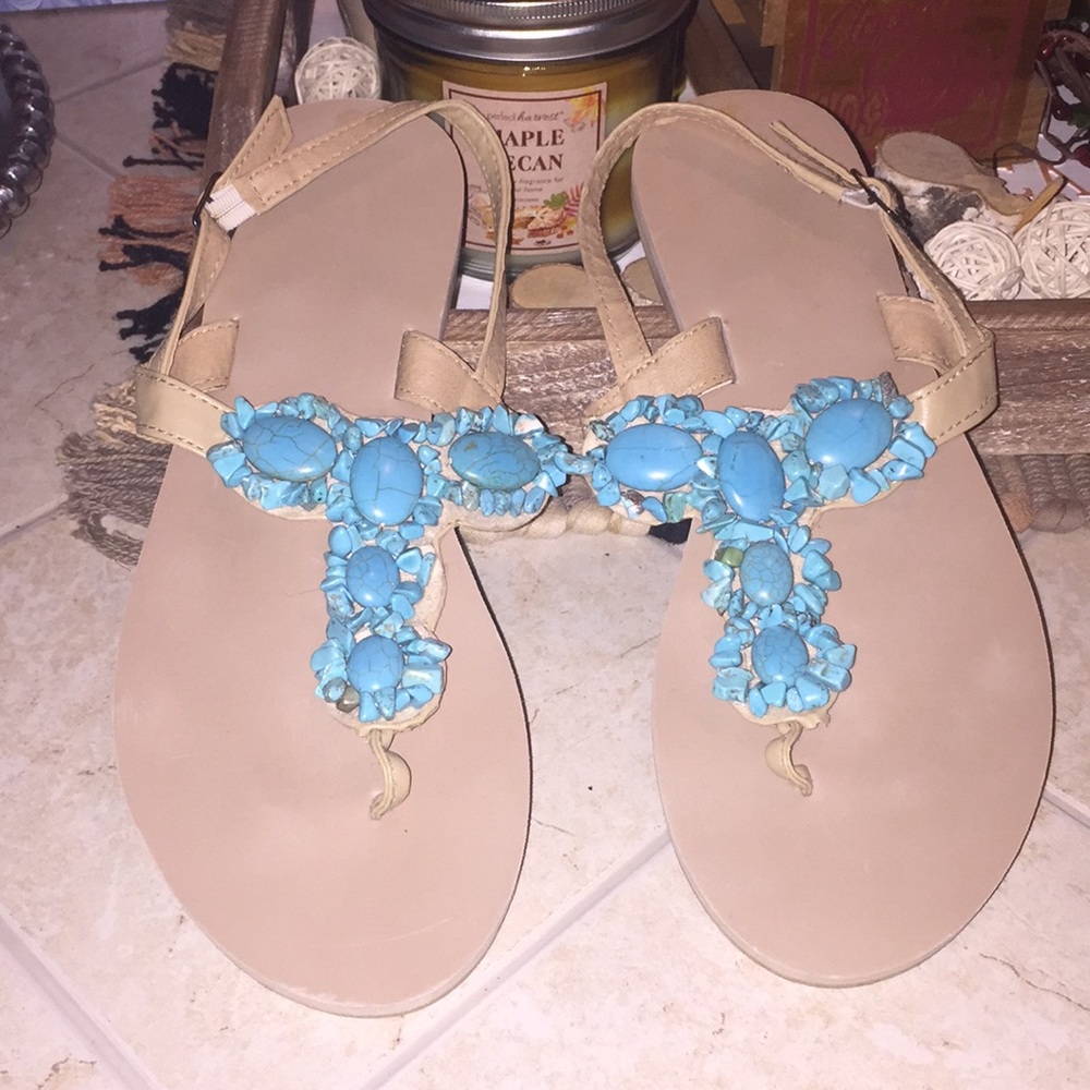 Turquoise Beaded Women’s Sandals